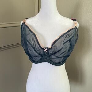 Curvy Kate Lifestyle Plunge Bra Slate Blush 40I NWT Sheer Non-Padded Underwire